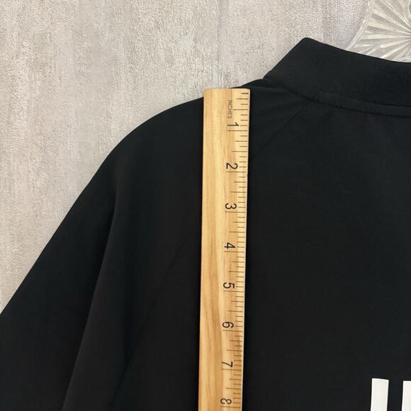 Adidas Jacket Mens Small Triple Stripe Short Sleeve Batting Windbreaker Black - Picture 11 of 14